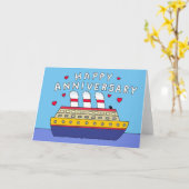 クルーズ船の結婚記念日おめでとう カード (黄色い花)