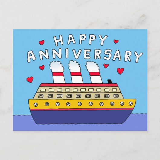 クルーズ船の結婚記念日おめでとう ポストカード (正面)