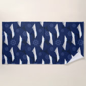 クルーズ船の航海用ブルー＆ホワイトパターン ビーチタオル (正面)