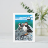 クルーズ船を見ているパフィン ポストカード (スタンド正面)