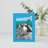 クルーズ船を見ているパフィン ポストカード (スタンド正面)