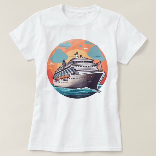 クルーズ船カラフル Tシャツ (デザイン正面)