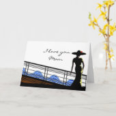 クルーズ船カードに乗った母の日の女性 カード (黄色い花)