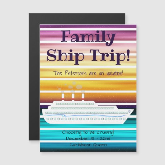 クルーズ船サンセットドアマグネット マグネット招待状 (正面/裏面)