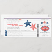 クルーズ船スターフィッシュボーディングパス結婚ズ 招待状 (正面/裏面)