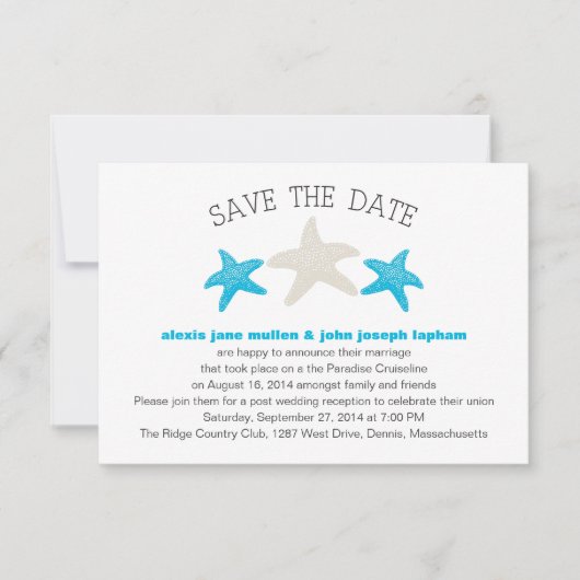 クルーズ船スターフィッシュ搭乗券ウェディング セーブザデート (正面)