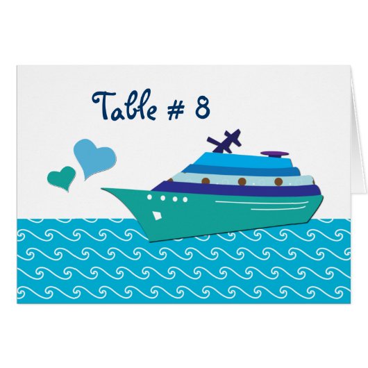 クルーズ船テーブルのシーティングカード (正面横)