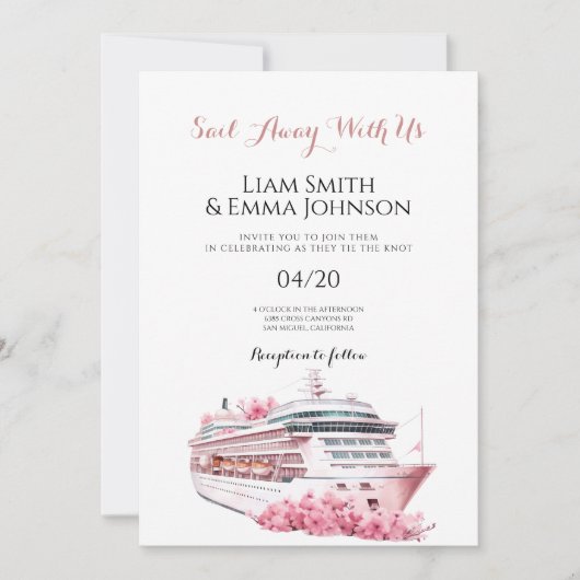 クルーズ船トロピカルトラベルウェディング招待状 招待状 (正面)