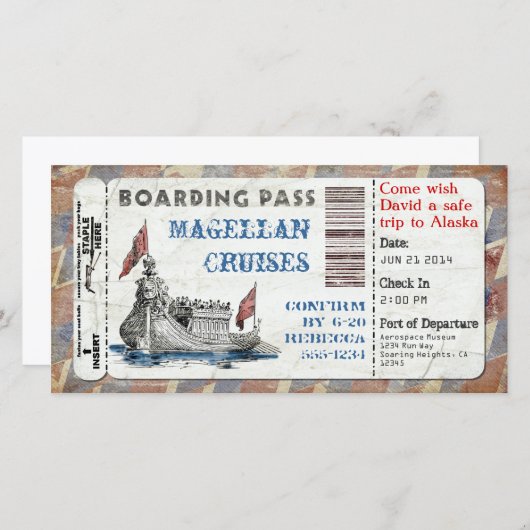 クルーズ船搭乗券 (正面/裏面)