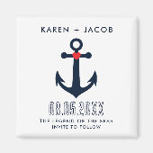 クルーズ船結婚のいかり日付の保存 マグネット (正面)