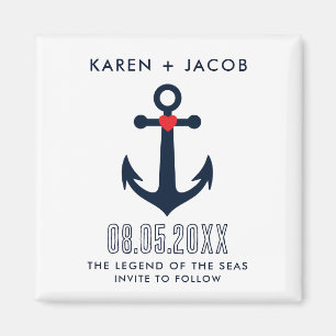 クルーズ船結婚のいかり日付の保存 マグネット