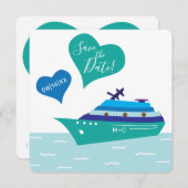 クルーズ船結婚式の日付カードを保存 セーブザデート (正面/裏面)