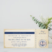 クルーズ船航海の搭乗券ウェディング招待 招待状 (スタンド正面)