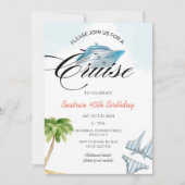 クルーズ船40th 50th 60誕生日旅行任意の年齢 招待状 (正面)