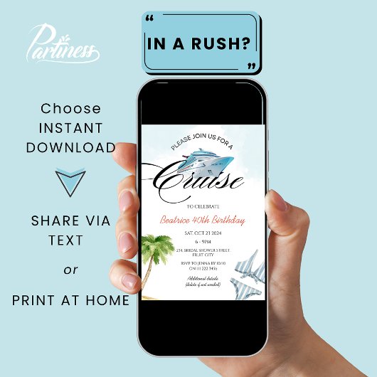 クルーズ船40th 50th 60誕生日旅行任意の年齢 招待状