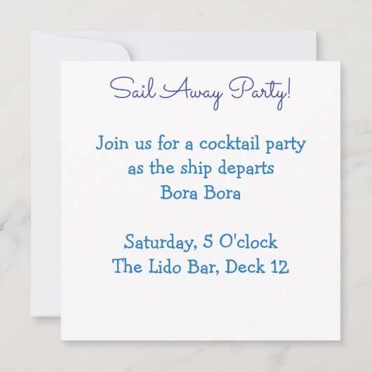 クルーズ船 招待状 (裏面)