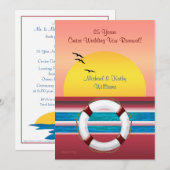 クルーズ記念日誓い更新 - 夕日招待 招待状 (正面/裏面)