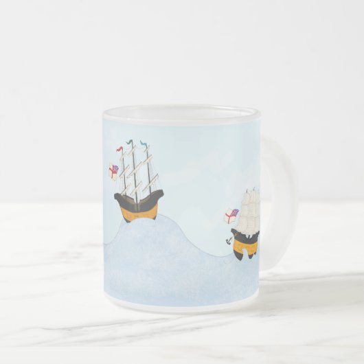 クルーズ転がでイギリスの船3隻を海に フロストグラスマグカップ (正面右)