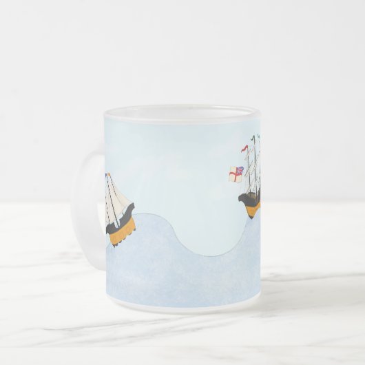 クルーズ転がでイギリスの船3隻を海に フロストグラスマグカップ (正面左)