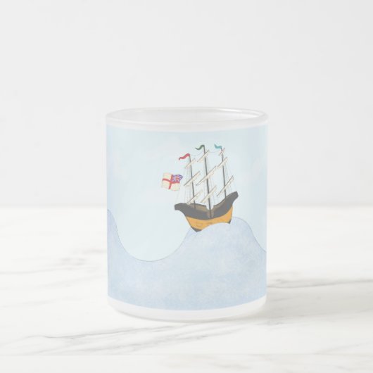 クルーズ転がでイギリスの船3隻を海に フロストグラスマグカップ (中央)