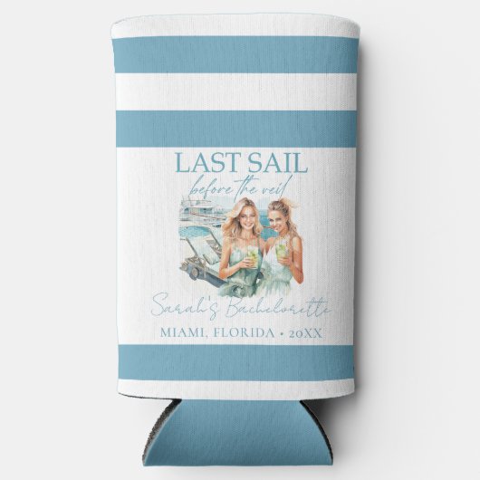 クルーズ ブライズメイド パーソナライズ 最後の航海 スリム缶クーラー (正面)