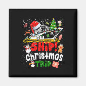 クルーゼマメリースおもしろいクルーズ船ファミリークリスマス マグネット (正面)