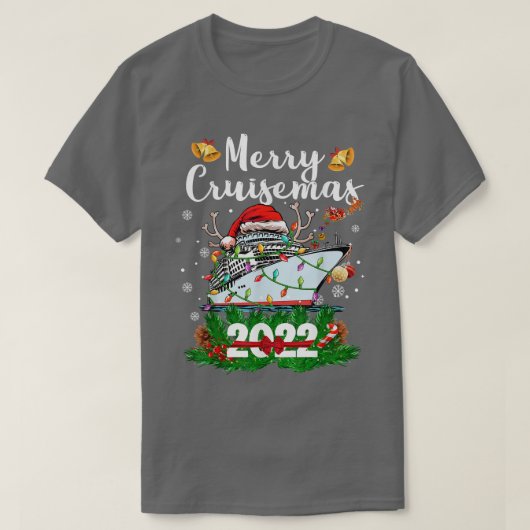 クルーゼマメリースおもしろいクルーズ船ファミリークリスマス Tシャツ (デザイン正面)