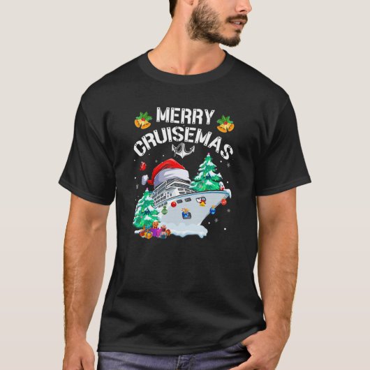 クルーゼマメリースおもしろいクルーズ船ファミリークリスマス Tシャツ (正面)