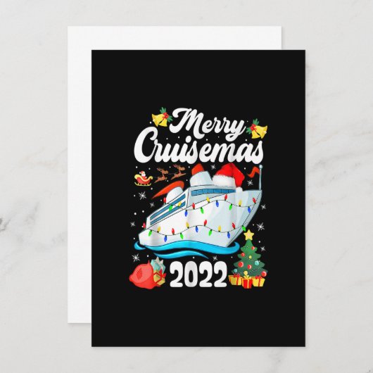 クルーゼマメリースクルーズクリおもしろいスマスファミリークリスマス 招待状 (正面/裏面)