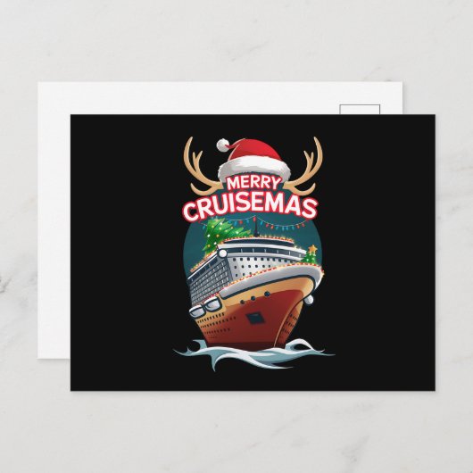 クルーゼマメリースクルーズシップ家族のクリスマスおもしろい シーズンポストカード (正面/裏面)