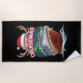 クルーゼマメリースクルーズシップ家族のクリスマスおもしろい ビーチタオル (正面)