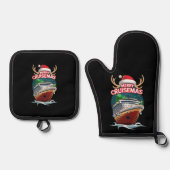 クルーゼマメリースクルーズシップ家族のクリスマスおもしろい 鍋つかみ&鍋敷きセット (正面)