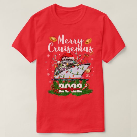 クルーゼマメリースファミリークルーズクリスマス2022 おもしろい Tシャツ (デザイン正面)
