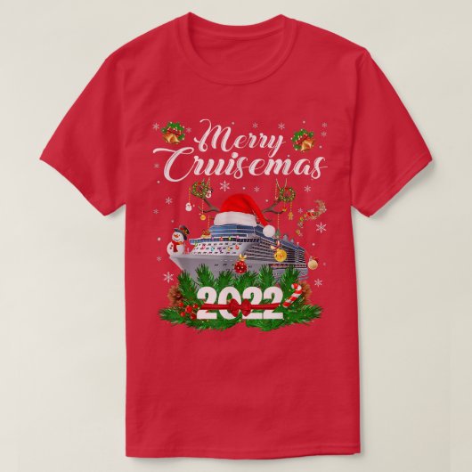 クルーゼマメリース2022ファミリークルーズクリスマスおもしろい Tシャツ (デザイン正面)