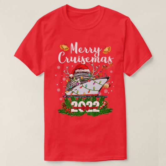 クルーゼマメリース2022ファミリークルーズクリスマスおもしろい Tシャツ (デザイン正面)
