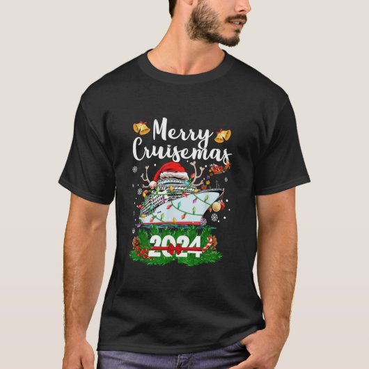 クルーゼマメリース2024ファミリークルーズクリスマスおもしろい Tシャツ (正面)