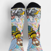 クルーソックスカラフルフローラ絵画（昆虫）マルハナバチ ソックス (上部)