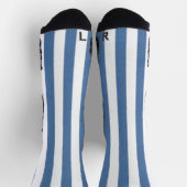 クルーソックスブルー&ホワイトストライプ ソックス (上部)