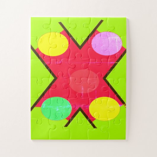 クルーソックス巨大なドット黄色の赤の明るい緑 ジグソーパズル (縦)