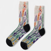 クルーソックス抽象芸術ボタニカルデザイン ソックス (左)