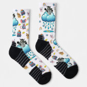 クルーソックス 猫 犬 ネズミ 虹色 魚 ソックス (右)