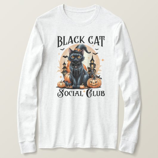 クルーネック黒猫ソーシャルクラブシャツ Tシャツ (デザイン正面)
