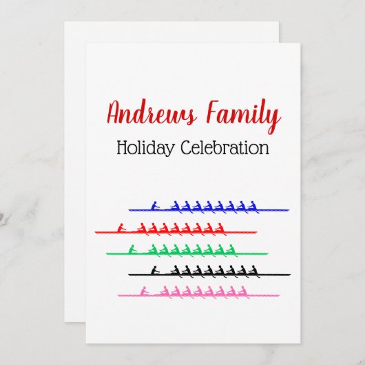 クルーレースローワーズボート – 最大5ボート 招待状 (正面/裏面)