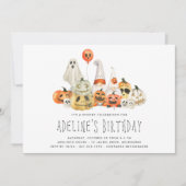 クルー不気味キッズハロウィーン誕生日パーティー 招待状 (正面)