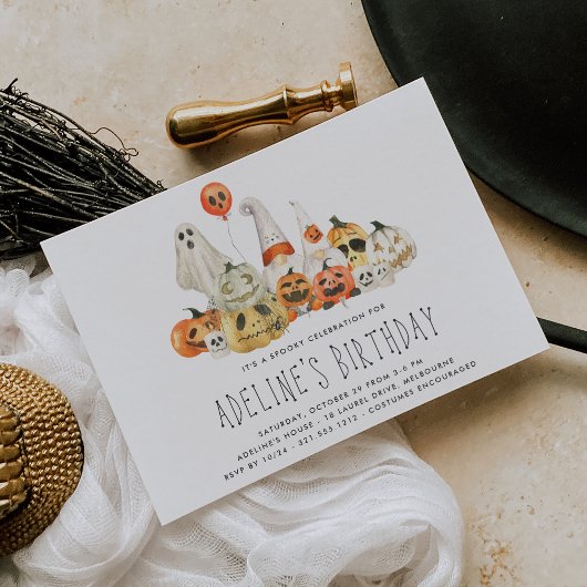 クルー不気味キッズハロウィーン誕生日パーティー 招待状