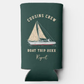 クルー航海のいとこボート旅行のマッチング スリム缶クーラー (裏面)