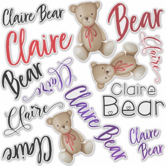 クレアという名前の甘い少女のカスタムデザイン シール (正面)