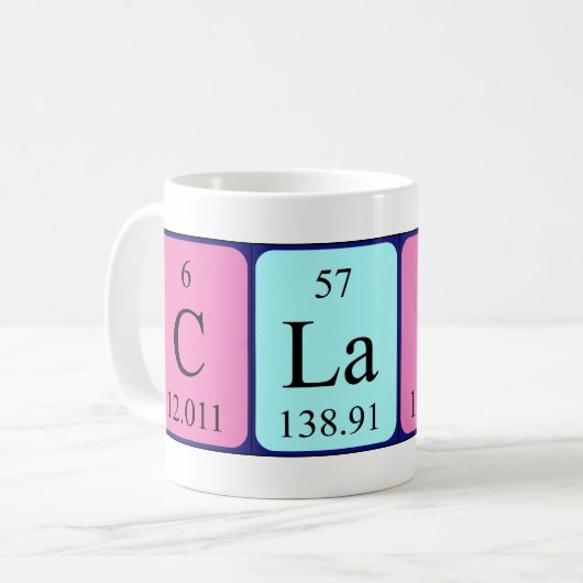クレアの周期表の名前のマグ コーヒーマグカップ (正面左)