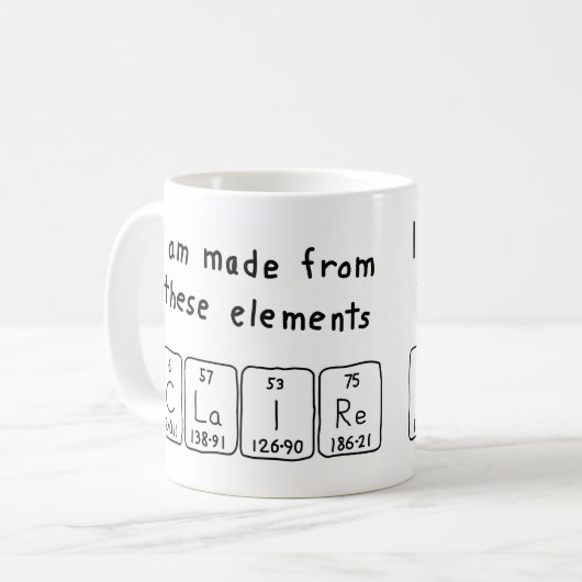 クレアの周期表の名前のマグ コーヒーマグカップ (正面左)