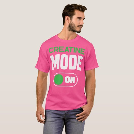 クレアチン モノハイドレート モード オン 面白い サプリメント Tシャツ (正面フル)